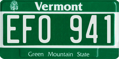 VT license plate EFO941