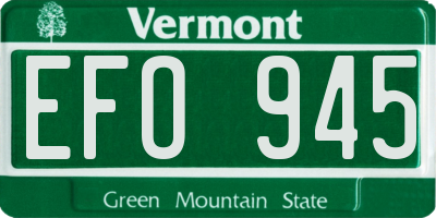 VT license plate EFO945