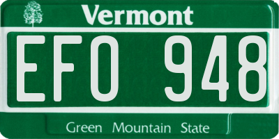VT license plate EFO948