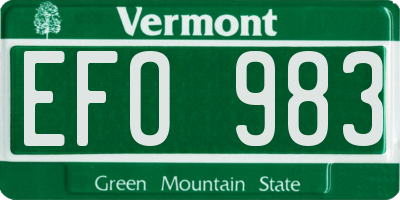 VT license plate EFO983