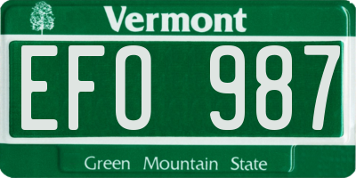 VT license plate EFO987