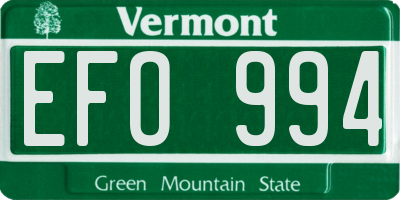 VT license plate EFO994