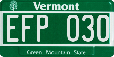 VT license plate EFP030