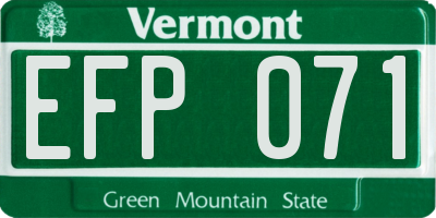 VT license plate EFP071
