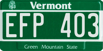VT license plate EFP403