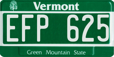 VT license plate EFP625