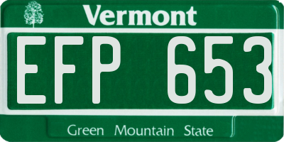 VT license plate EFP653