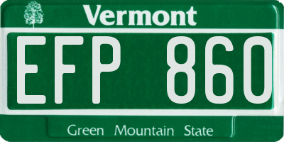 VT license plate EFP860