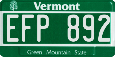 VT license plate EFP892