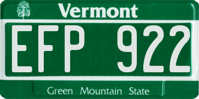 VT license plate EFP922