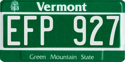 VT license plate EFP927