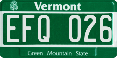 VT license plate EFQ026