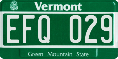 VT license plate EFQ029