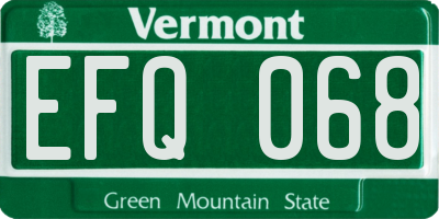 VT license plate EFQ068