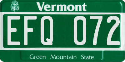 VT license plate EFQ072
