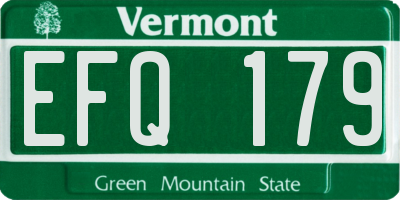 VT license plate EFQ179
