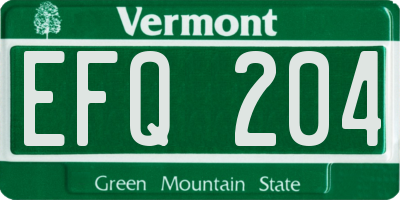 VT license plate EFQ204