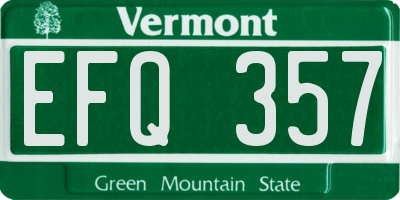 VT license plate EFQ357