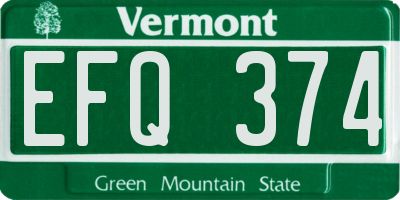 VT license plate EFQ374