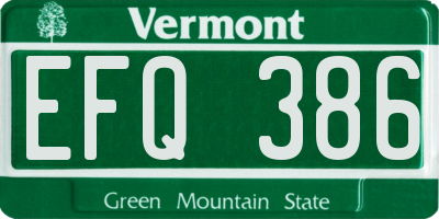 VT license plate EFQ386