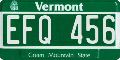 VT license plate EFQ456
