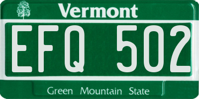 VT license plate EFQ502