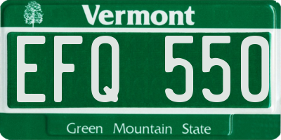 VT license plate EFQ550
