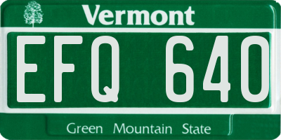 VT license plate EFQ640