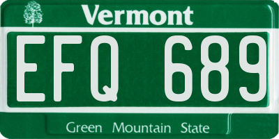VT license plate EFQ689