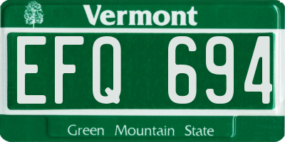 VT license plate EFQ694