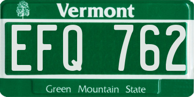 VT license plate EFQ762