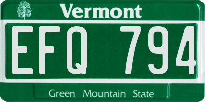 VT license plate EFQ794