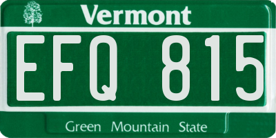 VT license plate EFQ815