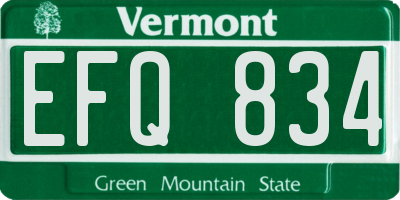 VT license plate EFQ834