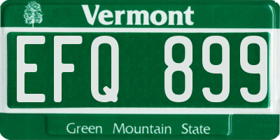 VT license plate EFQ899