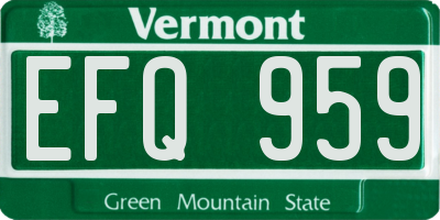 VT license plate EFQ959
