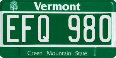 VT license plate EFQ980