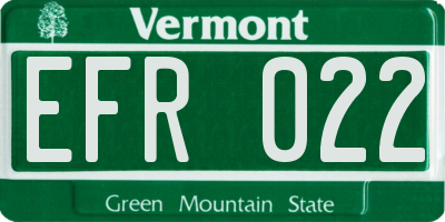 VT license plate EFR022