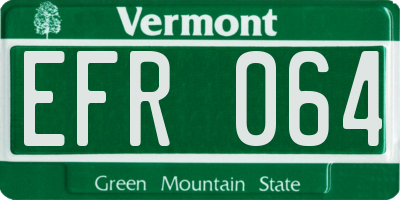 VT license plate EFR064