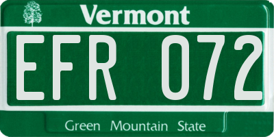 VT license plate EFR072