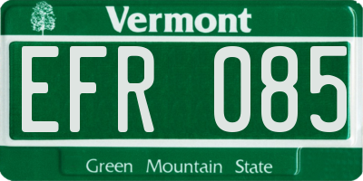 VT license plate EFR085