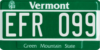VT license plate EFR099