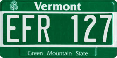 VT license plate EFR127