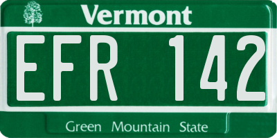 VT license plate EFR142