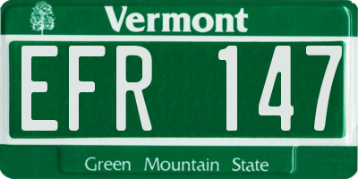 VT license plate EFR147