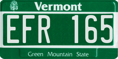 VT license plate EFR165