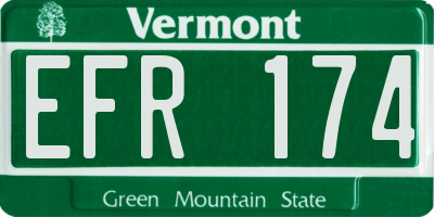 VT license plate EFR174