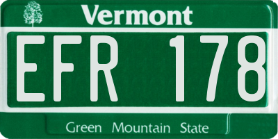 VT license plate EFR178