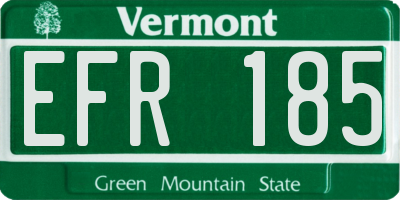 VT license plate EFR185