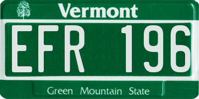 VT license plate EFR196